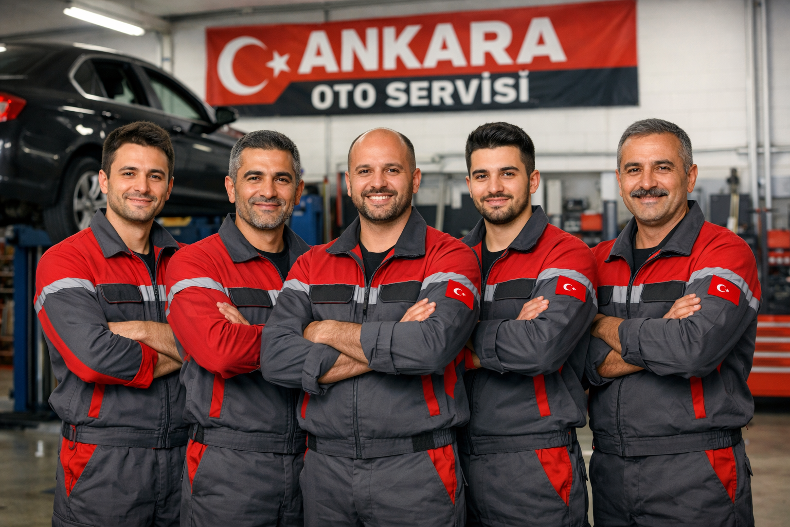 Servis atolyesinde calisan teknisyen ekibi